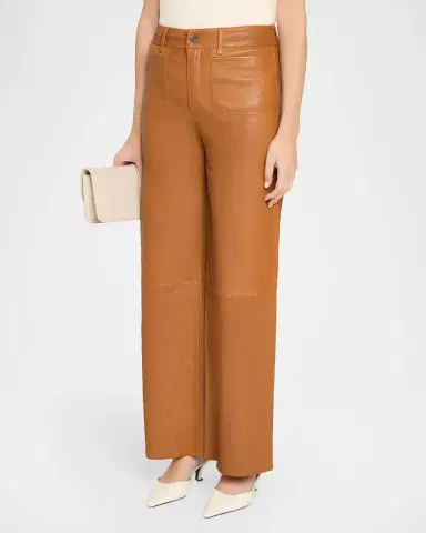 Frame The Modernist Leather Slim-Fit Palazzo Pants | Thumbnail 4