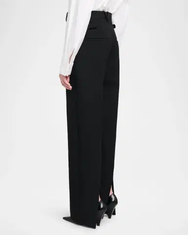 Bottega Veneta Wool Grain De Poudre Straight-Leg Split Hem Trousers | Thumbnail 2