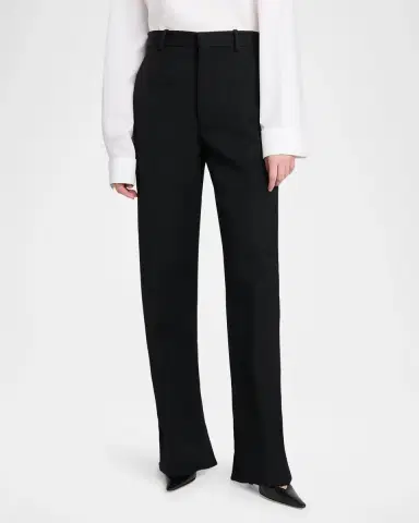 Bottega Veneta Wool Grain De Poudre Straight-Leg Split Hem Trousers | Thumbnail 3