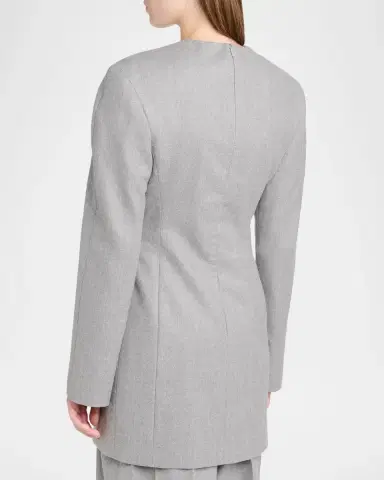 Bottega Veneta Tailored Wool Strong-Shoulder Long-Sleeve Mini Dress | Thumbnail 3 Bottega Veneta Tailored Wool Strong-Shoulder Long-Sleeve Mini Dress | Thumbnail 3