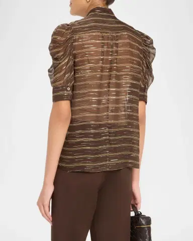 Frame The Gillian Striped Silk-Blend Top | Thumbnail 3
