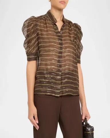 Frame The Gillian Striped Silk-Blend Top | Thumbnail 4