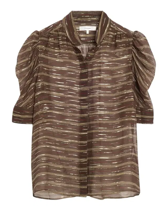 Frame The Gillian Striped Silk-Blend Top