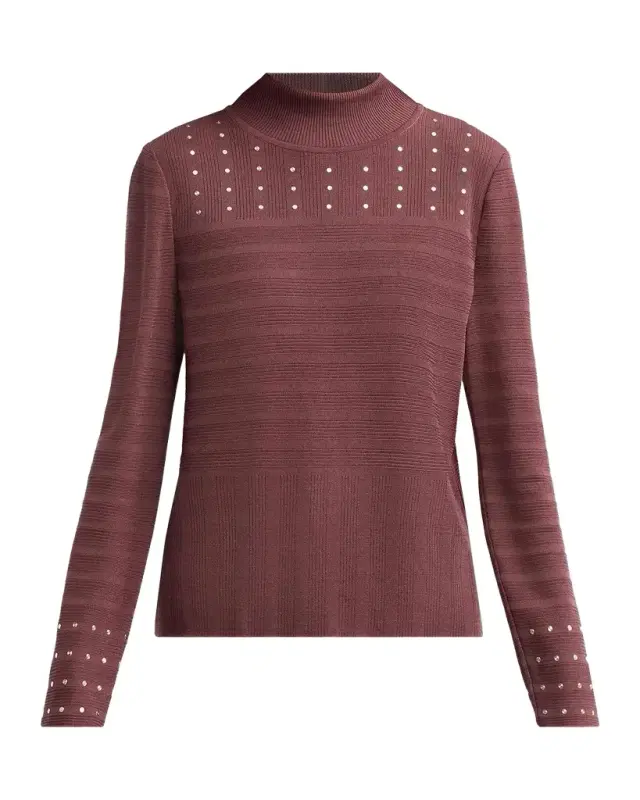 Misook Sequin Mock Turtleneck Top