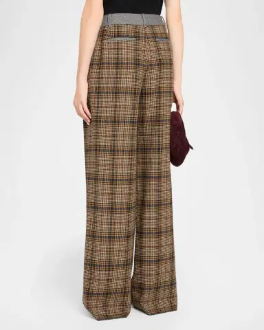 Ramy Brook Leslie Plaid Wide-Leg Pants | Thumbnail 3 Ramy Brook Leslie Plaid Wide-Leg Pants | Thumbnail 3