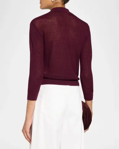 L'Agence Carine Pointelle-Knit Sweater | Thumbnail 3 L'Agence Carine Pointelle-Knit Sweater | Thumbnail 3