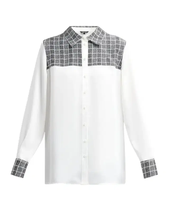 Misook Check-Trimmed Blouse