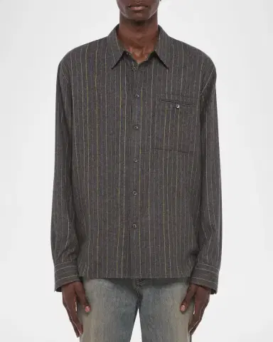 Helmut Lang Men's Pinstriped Relaxed-Fit Shirt | Thumbnail 4 Helmut Lang Men's Pinstriped Relaxed-Fit Shirt | Thumbnail 4