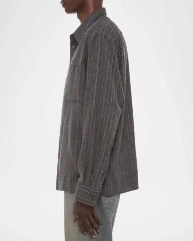 Helmut Lang Men's Pinstriped Relaxed-Fit Shirt | Thumbnail 6 Helmut Lang Men's Pinstriped Relaxed-Fit Shirt | Thumbnail 6