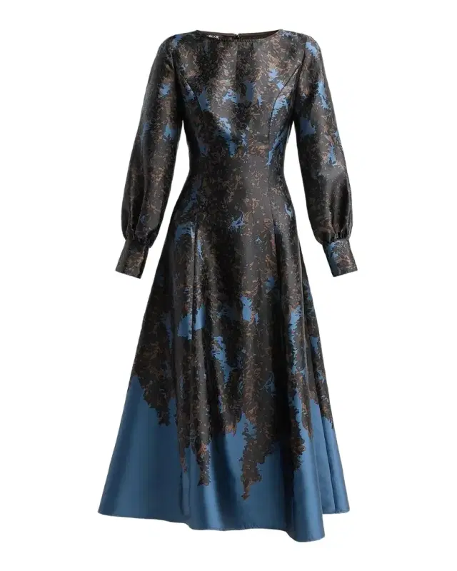Misook Abstract A-Line Midi Dress