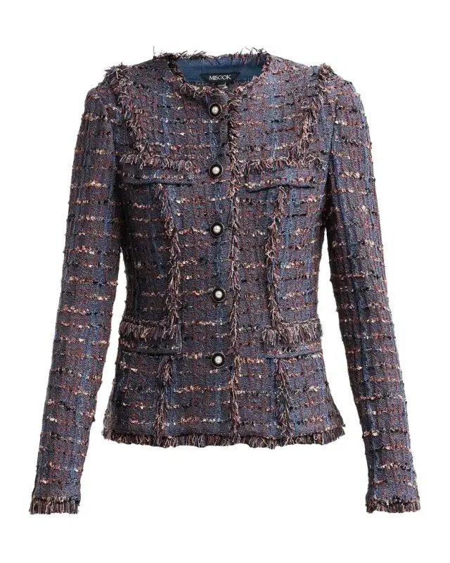 Misook Frayed Tweed Jacket