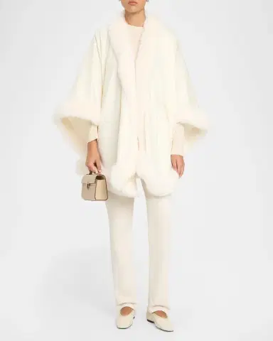 Sofia Cashmere Cashmere Cape With Faux Fur Trim | Thumbnail 2 Sofia Cashmere Cashmere Cape With Faux Fur Trim | Thumbnail 2