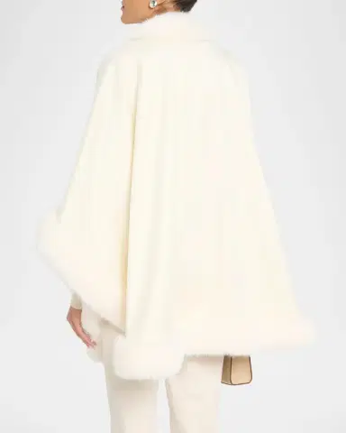 Sofia Cashmere Cashmere Cape With Faux Fur Trim | Thumbnail 3 Sofia Cashmere Cashmere Cape With Faux Fur Trim | Thumbnail 3