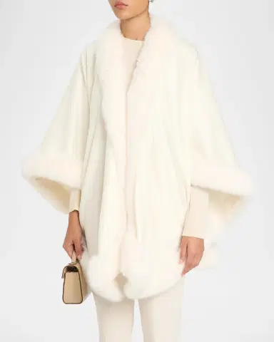 Sofia Cashmere Cashmere Cape With Faux Fur Trim | Thumbnail 4 Sofia Cashmere Cashmere Cape With Faux Fur Trim | Thumbnail 4