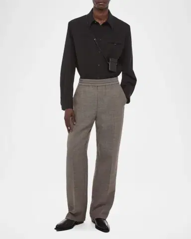 Helmut Lang Men's Crease-Front Wool-Blend Trousers | Thumbnail 2 Helmut Lang Men's Crease-Front Wool-Blend Trousers | Thumbnail 2