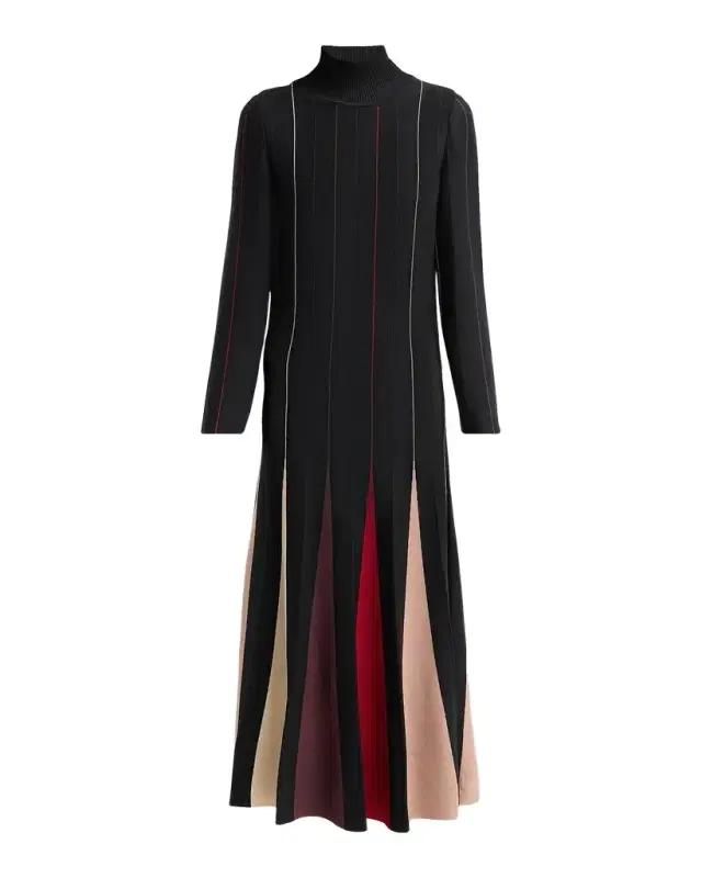 Misook Striped Knit Fit-&-Flare Maxi Dress