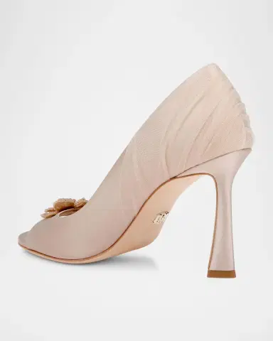 BADGLEY MISCHKA Yana 90MM Embellished Satin D 'Orsay Pumps | Thumbnail 3