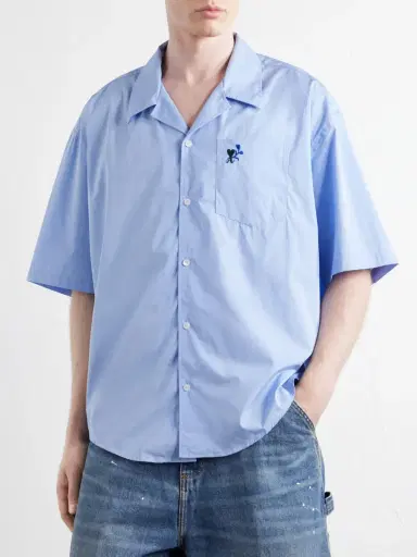 AMI PARIS Logo-Embroidered Cotton-Poplin Shirt - Men | Thumbnail 3 AMI PARIS Logo-Embroidered Cotton-Poplin Shirt - Men | Thumbnail 3