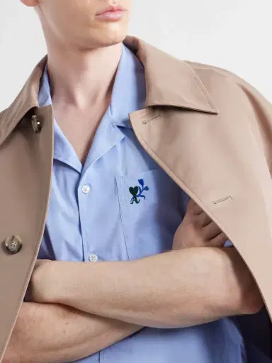 AMI PARIS Logo-Embroidered Cotton-Poplin Shirt - Men | Thumbnail 5 AMI PARIS Logo-Embroidered Cotton-Poplin Shirt - Men | Thumbnail 5
