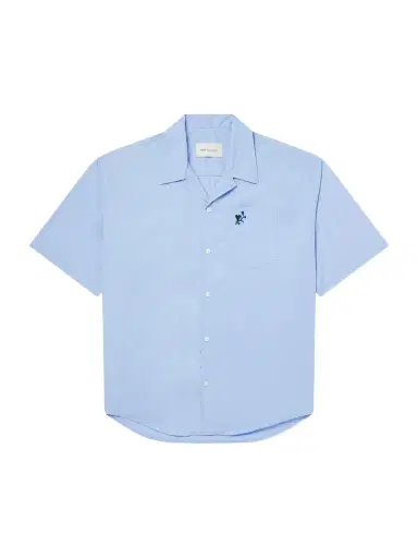 AMI PARIS Logo-Embroidered Cotton-Poplin Shirt - Men | Thumbnail 1 AMI PARIS Logo-Embroidered Cotton-Poplin Shirt - Men | Thumbnail 1