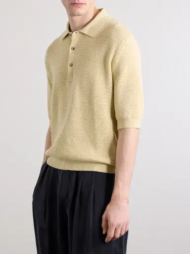 De Bonne Facture Honeycomb-Knit Cotton Polo Shirt - Men | Thumbnail 3 De Bonne Facture Honeycomb-Knit Cotton Polo Shirt - Men | Thumbnail 3