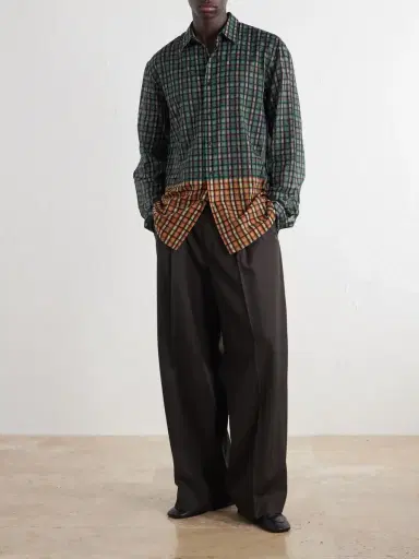 Dries Van Noten Paneled Checked Cotton-Voile Shirt - Men | Thumbnail 2