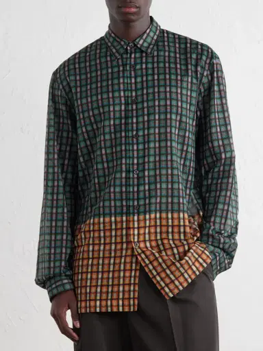 Dries Van Noten Paneled Checked Cotton-Voile Shirt - Men | Thumbnail 3