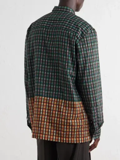 Dries Van Noten Paneled Checked Cotton-Voile Shirt - Men | Thumbnail 4