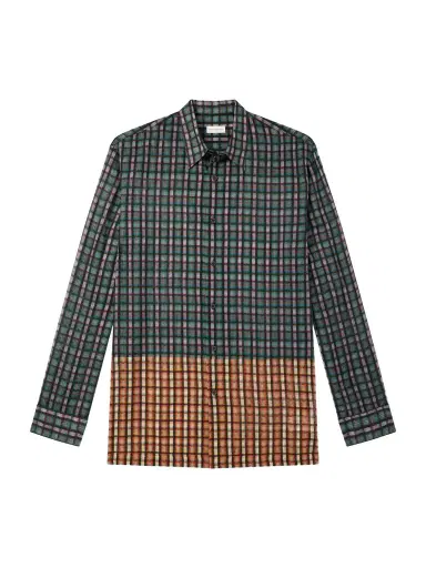 Dries Van Noten Paneled Checked Cotton-Voile Shirt - Men | Thumbnail 1