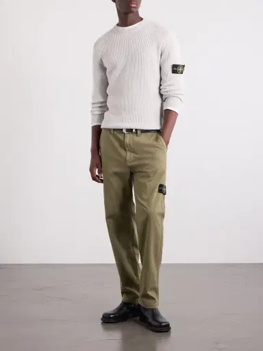 Stone Island Logo-Appliquéd Ribbed Virgin Wool Sweater - Men | Thumbnail 2 Stone Island Logo-Appliquéd Ribbed Virgin Wool Sweater - Men | Thumbnail 2