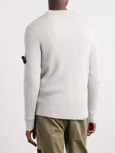 Stone Island Logo-Appliquéd Ribbed Virgin Wool Sweater - Men | Thumbnail 4 Stone Island Logo-Appliquéd Ribbed Virgin Wool Sweater - Men | Thumbnail 4