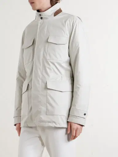 Kiton Suede-Trimmed Shell Field Jacket - Men | Thumbnail 3