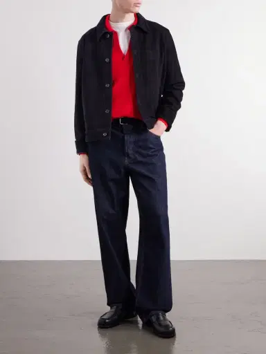 AMI PARIS Logo-Embossed Suede Jacket - Men | Thumbnail 2
