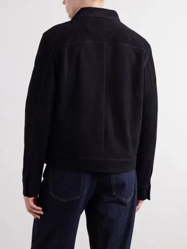 AMI PARIS Logo-Embossed Suede Jacket - Men | Thumbnail 4