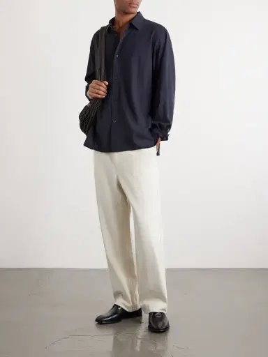 ATON Wide-Leg Pleated Cotton-Twill Trousers - Men | Thumbnail 2 ATON Wide-Leg Pleated Cotton-Twill Trousers - Men | Thumbnail 2