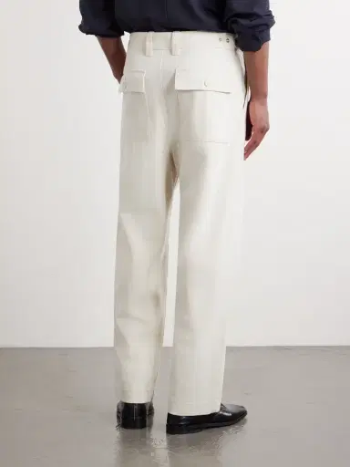 ATON Wide-Leg Pleated Cotton-Twill Trousers - Men | Thumbnail 4 ATON Wide-Leg Pleated Cotton-Twill Trousers - Men | Thumbnail 4