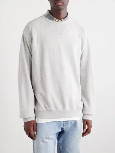 Maison Margiela Double Layered Cotton-Fleece Sweatshirt - Men | Thumbnail 3