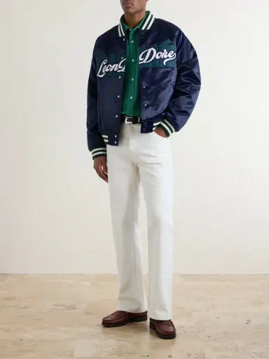 Aimé Leon Dore Logo-Embroidered Satin Varsity Jacket - Men | Thumbnail 2 Aimé Leon Dore Logo-Embroidered Satin Varsity Jacket - Men | Thumbnail 2