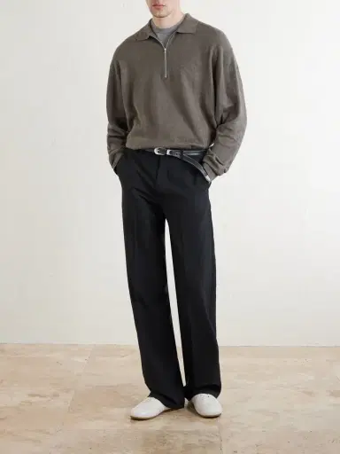 ATON Linen and Cotton-Blend Half-Zip Polo Sweater - Men | Thumbnail 2 ATON Linen and Cotton-Blend Half-Zip Polo Sweater - Men | Thumbnail 2