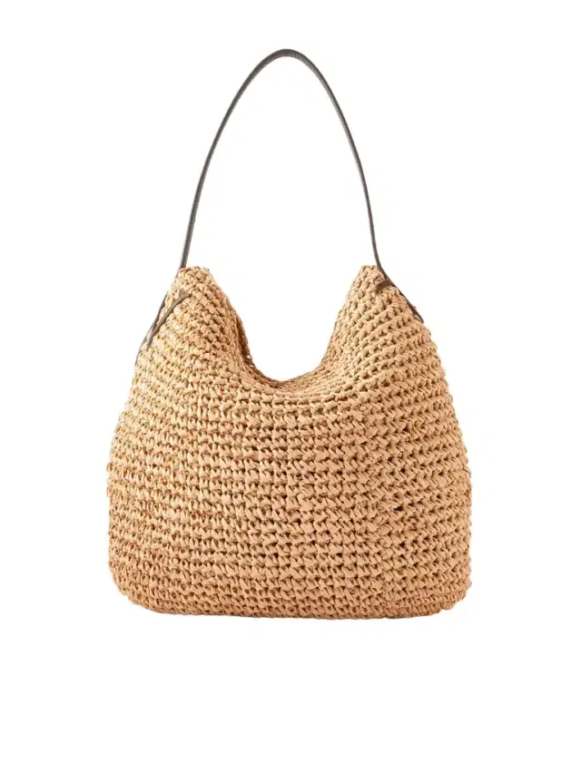 JW Anderson Bulb Leather-Trimmed Raffia Tote Bag - Men
