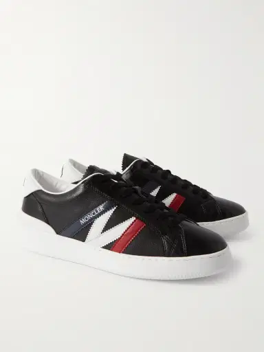 Moncler Monaco M Striped Leather Sneakers - Men | Thumbnail 4