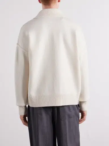 AMI PARIS Logo-Intarsia Wool Polo Sweater - Men | Thumbnail 4 AMI PARIS Logo-Intarsia Wool Polo Sweater - Men | Thumbnail 4