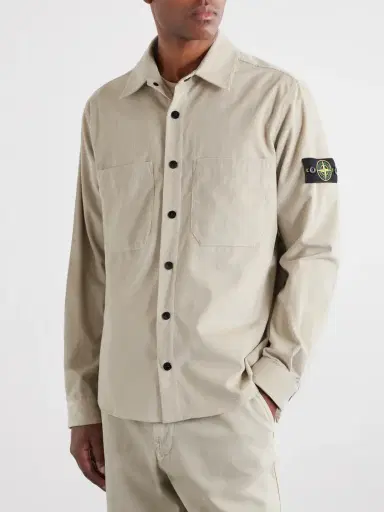 Stone Island Logo-Appliquéd Cotton-Corduroy Shirt - Men | Thumbnail 3