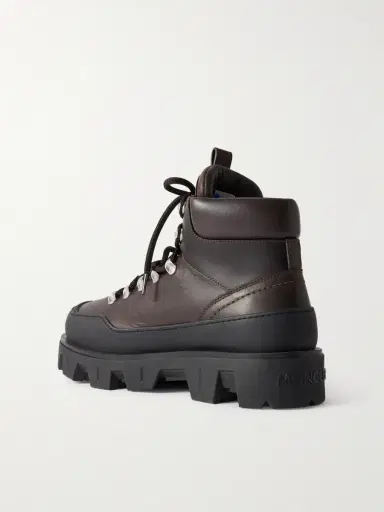 Moncler Peak Rubber-Trimmed Leather Hiking Boots - Men | Thumbnail 4