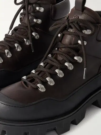 Moncler Peak Rubber-Trimmed Leather Hiking Boots - Men | Thumbnail 5