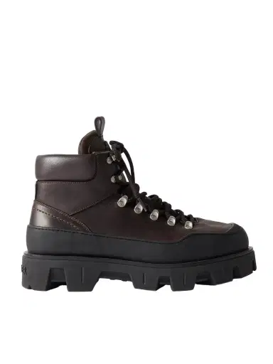 Moncler Peak Rubber-Trimmed Leather Hiking Boots - Men | Thumbnail 1