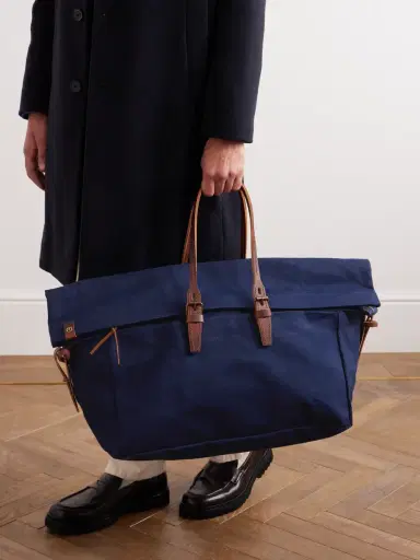 Bleu de Chauffe Cabine Leather-Trimmed Cotton-Canvas Holdall - Men | Thumbnail 2