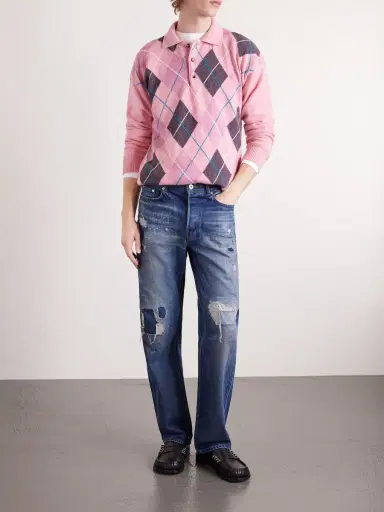 JW Anderson Straight-Leg Distressed Patchwork Jeans - Men | Thumbnail 2 JW Anderson Straight-Leg Distressed Patchwork Jeans - Men | Thumbnail 2