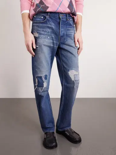 JW Anderson Straight-Leg Distressed Patchwork Jeans - Men | Thumbnail 3 JW Anderson Straight-Leg Distressed Patchwork Jeans - Men | Thumbnail 3
