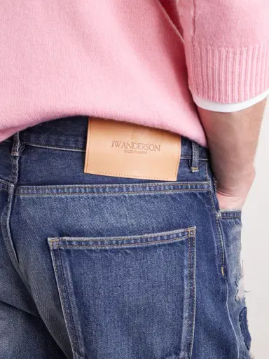 JW Anderson Straight-Leg Distressed Patchwork Jeans - Men | Thumbnail 6 JW Anderson Straight-Leg Distressed Patchwork Jeans - Men | Thumbnail 6